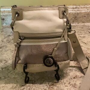 The Sak Cream/Metallic Crossbody Leather Bag